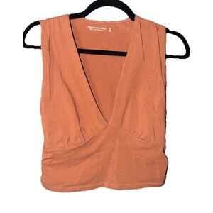 Abercrombie & Fitch Soft AF Collection Square Neck Crop Tank Top M Brown Caramel
